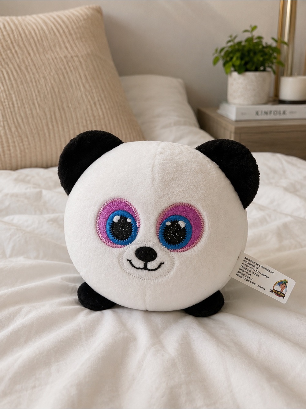 Round Panda Plush Stuffed Animal Big Glitter Eyes